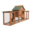 Large Wooden Rabbit Hutch Indoor and Outdoor Bunny Cage with a Tray and Runs for Small Animals, Orange - Orange