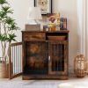 Dog crates; indoor pet crate end tables; decorative wooden kennels with removable trays.(Rustic Brown; 32.28''W*22.83''D*33.46''H) - 1
