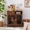 Dog crates; indoor pet crate end tables; decorative wooden kennels with removable trays.(Rustic Brown; 32.28''W*22.83''D*33.46''H) - 1